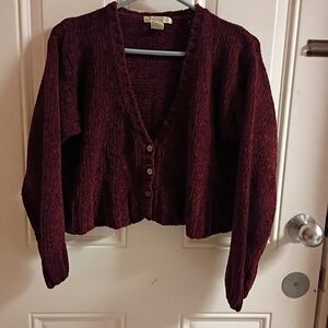 2/$10 Dark Red Vintage Jamie Scott Button-Up Knit Cardigan Medium